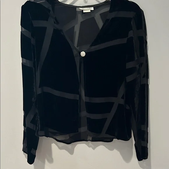 Escada Black Sheer Blazer with Geometric Design - Picture 3 of 10